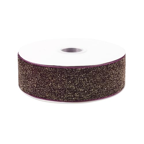 Craftdady Glitzerndes einseitiges Samtband, 40 mm, Polyesterband mit metallischer Kordel "Alte Rose", für Kleidung, Accessoires, Blumenstrauß, Dekoration, Geschenkverpackung, 9 m von Craftdady