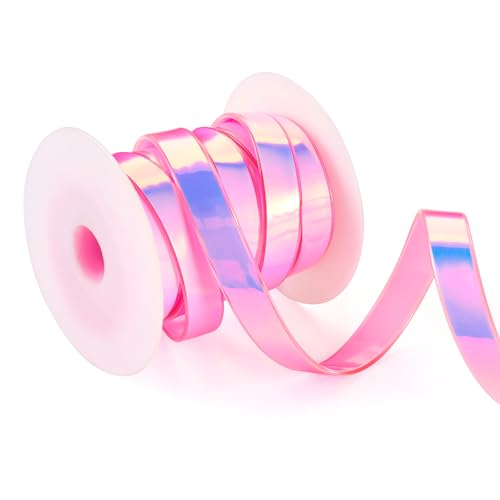 Craftdady Holografische schillernde PVC-Bänder für Schlüsselanhänger, schillernd, gewelltes Band, PVC-Gelee-Band für Armbänder, Ohrringe, Bastelbedarf, 4,5 m, Hot Pink von Craftdady