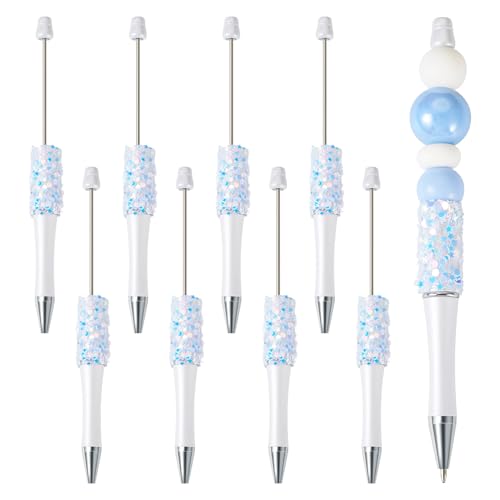 Craftdady Kugelschreiber, Stern-Paillettenpresse, Großpackung, Perlenstifte, Schaft, Perlenstifte, weiß, für DIY, personalisierter Stift mit Schmuckperlen, Stift: 1,7 mm, 8 Stück von Craftdady