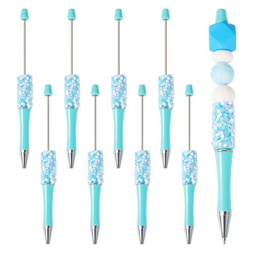 Craftdady Kugelschreiber, Stern-Paillettenpresse, Perlenstifte, Perlenstifte, blasses Türkis, für DIY, personalisierter Stift mit Schmuckperlen, Stift: 1,7 mm, 8 Stück von Craftdady