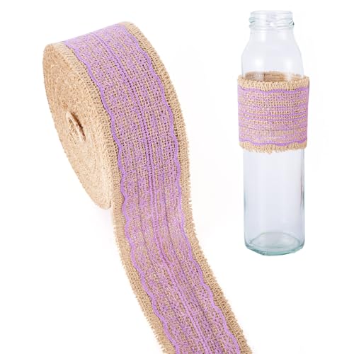 Craftdady Natürliches Juteband mit Spitze, 58 mm breit, Juteband für Hochzeit, Schmuckherstellung, Heimdekoration, Geschenkverpackung, mittelgroße Orchidee, 10 m von Craftdady