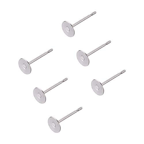 Craftdady Ohrstecker aus Edelstahl, flach, 6 mm, blanko, für Schmuckherstellung, 500 Stück von Craftdady