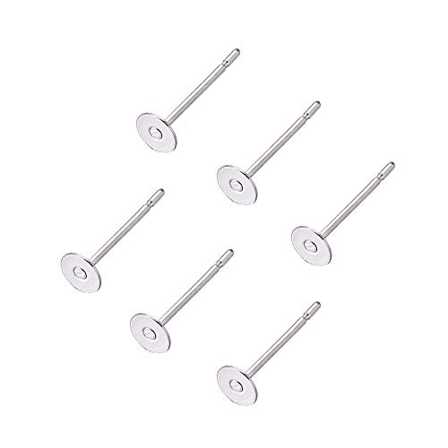 Craftdady Ohrstecker aus Edelstahl, flach, rund, blanko, 4 mm, Cabochon-Fassung, für Schmuckherstellung, 500 Stück von Craftdady