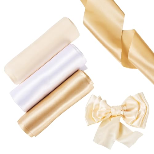 Craftdady Polyester-Satinbänder, 15 m, 100 mm breit, doppelseitig, Champagner-Gold, für Geschenkverpackungen, Blumensträuße, Verpackung, Hochzeitsdekoration von Craftdady