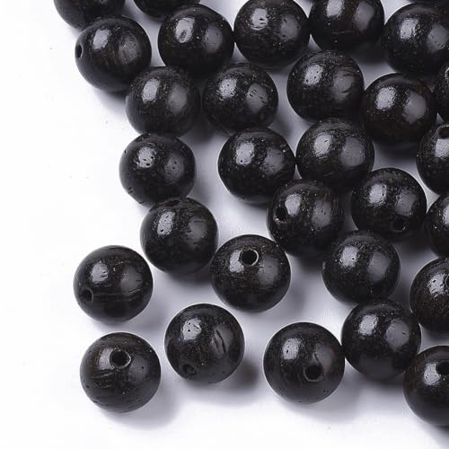 Craftdady Rosenkranz, runde Holzperlen, 8 mm, Schwarz, natürliche Holzkugeln, Abstandshalter, lose Perlen mit 1,5 mm Loch für Rosenkranz, Schmuck, Halsketten, 100 Stück von Craftdady