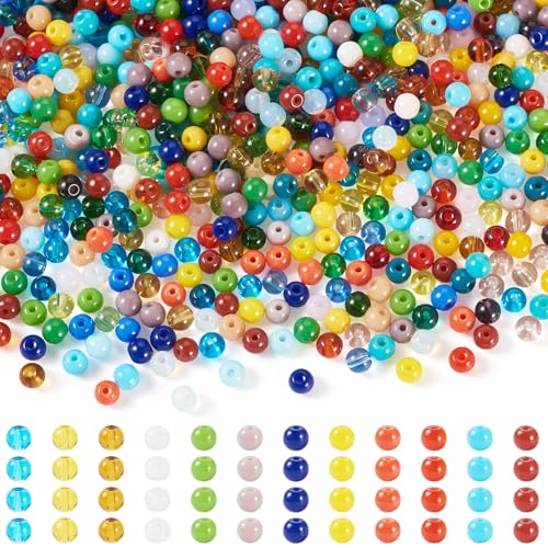 Craftdady Runde Glas-Rocailles-Perlen, 4,5 mm, undurchsichtig, bunt, Pony, tschechische Abstandshalter für Schmuckherstellung, Armband, Halskette, Handwerk, 100 g von Craftdady