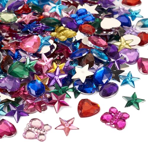 Craftdady Strass-Cabochons mit flacher Rückseite, Kristall-Edelstein, Acryl-Cabochons, verschiedene Formen für Kleidung, Accessoires, Schmuckherstellung, Nagelkunst, 600 Stück von Craftdady