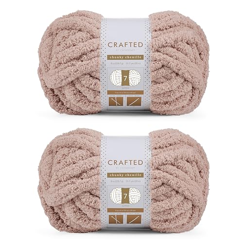 Crafted By Catherine Dickes Chenille-Garn, 2 Stück (227 g, 30 Meter pro Strang), Beige, Stärke 7 Jumbo von Crafted by Catherine