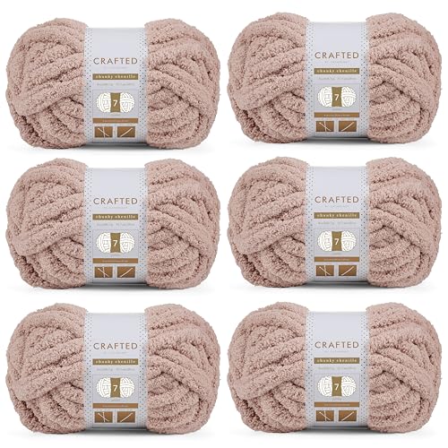 Crafted By Catherine Grobes Chenille-Garn, 6er-Pack (227 g, 30 m pro Strang), Beige, Stärke 7 Jumbo von Crafted by Catherine