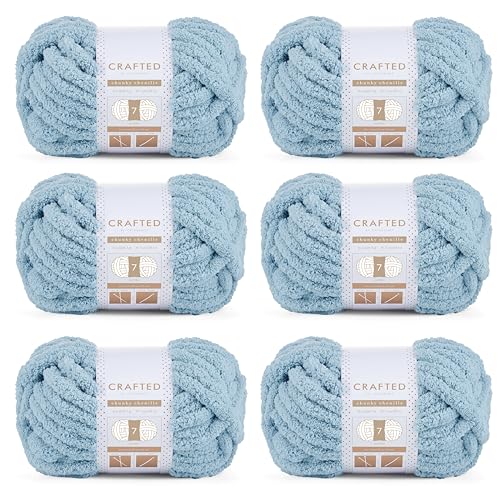 Crafted By Catherine Grobes Chenille-Garn, 6er-Pack (227 g, 30 m pro Strang), Schieferblau, Stärke 7 Jumbo von Crafted by Catherine