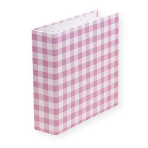 Craftelier - Album aus Pappe mit Vichy-Druck (6" x 8") | 2 weiße Metallringe in D-Form | Hardcover | Größe 22,5 x 23 x 6 cm - Rosa von Craftelier