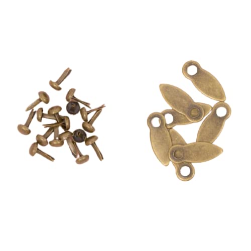 Craftelier - Brads und Drehknöpfe zum Erstellen von Verschlüssen für Scrapbooking- und Bastelprojekte, inkl. 50 Brads und 50 Knöpfe, Größe 17 x 7 mm, Vintage-Bronze von Craftelier