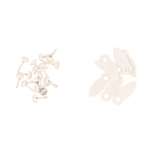 Craftelier - Brads und Drehknöpfe zum Erstellen von Verschlüssen für Scrapbooking- und Bastelprojekte, inkl. 50 Brads und 50 Knöpfe, Größe 17 x 7 mm, Weiß von Craftelier