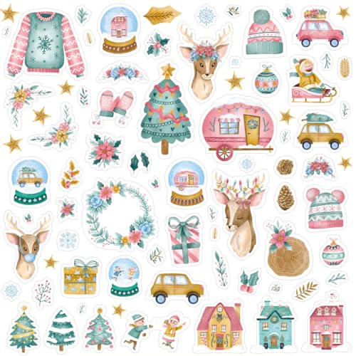 Craftelier - Chipboard Sticker zum Hinzufügen von originellen Dekorationen zu Ihrem Scrapbooking und Weihnachten Craft-Projekte | "All You Need Is Christmas" Collection | Enthält 80 Chipboard Stücke von Craftelier