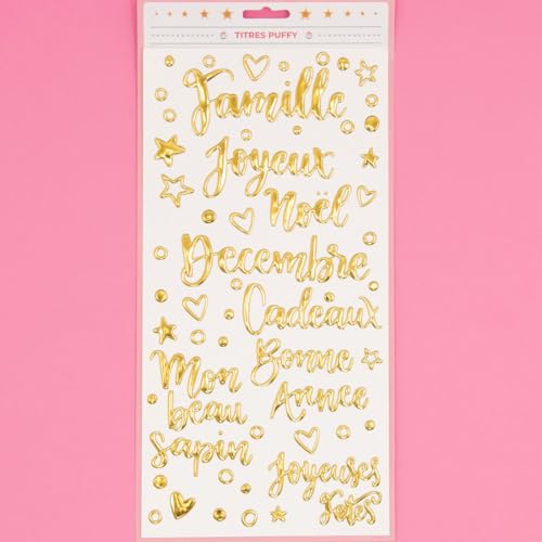 Craftelier - Puffy's French Phrases and Illustrations Stickers for Decorating Christmas Craft and Scrapbooking Projects | "All You Need Is Christmas" Collection | Gold Foil Finish von Craftelier