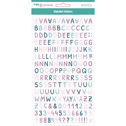 Craftelier - Selbstklebende Alphabet-Sticker mit Groß- und Kleinbuchstaben, Zahlen und Sonderzeichen zum Verzieren von Scrapbooking- und Bastelprojekten | Farbe Winter von Craftelier