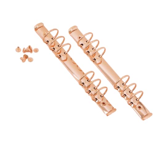 Craftelier - Set mit 2 Mechanismen für 6-Ringordner | Größe ca. 22,7 cm - Durchmesser Ringe 3,3 cm - Ringabstand 1,9 cm | Inklusive 8 Haltebrads | Farbe Roségold von Craftelier