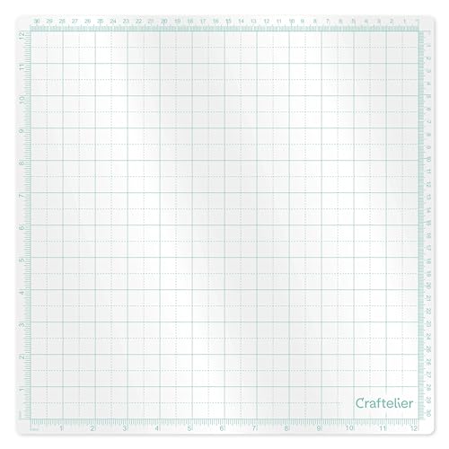 Craftelier Transparente, Mehrzweckmatte mit geringer Haftung und Ausrichtungsraster, nicht geeignet als Schneideunterlage, Gesamtgröße ca. 30,5 x 30,5 cm, transparent von Craftelier