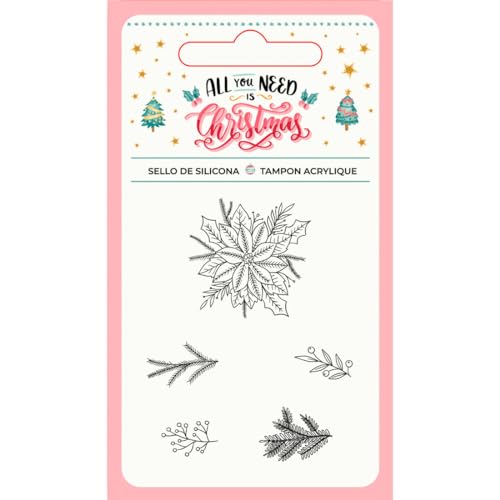 Craftelier - Transparente Silikonstempel in Form von Weihnachtssternen und Zweigen für weihnachtliche Dekorationen für Scrapbooking und Bastelprojekte : "All You Need Is Christmas" Kollektion von Craftelier