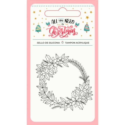 Craftelier - Transparenter Silikonstempel für Kranz oder Kranzform für Weihnachtsdekorationen für Scrapbooking und Bastelprojekte | "All You Need Is Christmas" Kollektion von Craftelier