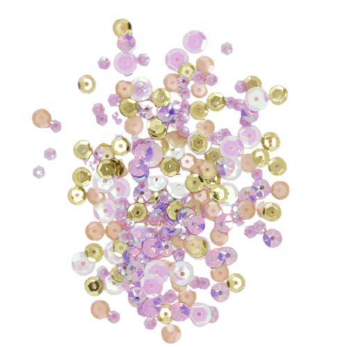 Craftelier - Violet Garden Pailletten für Bastelarbeiten, Scrapbooking und Dekorationen | Blumen- und Kreisformen - verschiedene Größen | Flieder, Gold und klare Farben von Craftelier