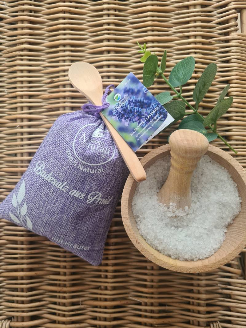 Salzbeutel Lavendel 600G/Entspannendes Natürliches Einweichsalz Entgiftung Beruhigende Badesalze Bio-Kräuter Bestesgeschenk von CraftelierTar