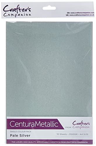 Centura Metallic Einfarbige Bleich Silber 10 Bogenpacken-Pale Silver, Cardstock, 34.4 x 22.5 x 0.5 cm von Crafter's Companion