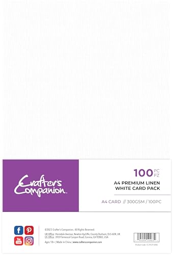 Crafter's Companion CC-PLCP-300G A4 Premium Linen White Card Pack-300GSM-Pack Includes 100 Sheets von Crafter's Companion