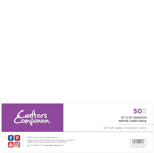 Crafter's Companion CC-SWCP-12 Crafter's Companion-12 x 12" Smooth White Card Pack Includes 50 Sheets, Papier, 12" x 12" von Crafter's Companion