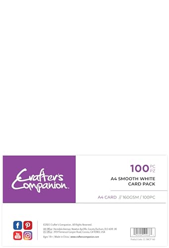 Crafter's Companion CC-SWCP-160 A4 Smooth White Card Pack 160GSM-Pack Includes 100 Sheets, Papier von Crafter's Companion