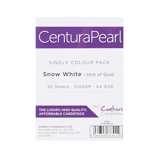 Crafter's Companion CP-SNOWG Centura Perle Blatt Kartenset Schneeweiß A4 Hauch Von 50-Teilig-Hint of Gold von Crafter's Companion