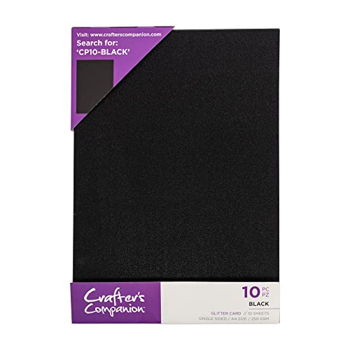 Crafter's Companion CPG10-BLACK Centura Pearl A4 Coloured Glitter Single Sided Black-250GSM (10 Sheet Pack) -Perfect for Arts and Crafts, Printing, Card Bases & Folding, Papier, Black von Crafter's Companion