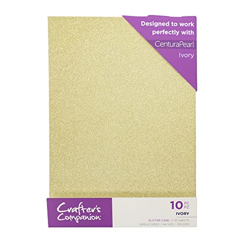 Crafter's Companion CPG10-IVORY Centura Pearl A4 Coloured Glitter Single Sided Ivory-250GSM Sheet Pack -Perfect for Arts and Crafts, Printing, Card Bases & Folding, Karton, Ivory, 10 stück von Crafter's Companion