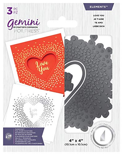 Crafter's Companion GEM-FSC-ELE-LYO Gemini Folie Abstrahlenden Liebe Dich Stempel ‚N‘ Cut Foilpress Metallformelemente, Metal, Love You, Various von Crafter's Companion