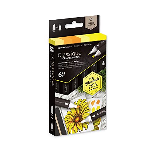 Crafter's Companion SPECN-CS6-YEL Spectrum Noir Classique Mischung Alkohol Marker Dual Nib Pens Set Gelb 6 Pack-Yellows, Einheitsgröße, 6 stück von Crafter's Companion