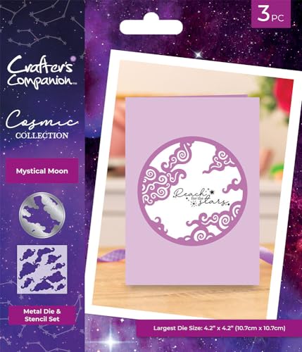 Crafters Companion Cosmic Collection Stanzform und Schablone zum Erstellen einer Karte, Mystical Moon von Crafter's Companion