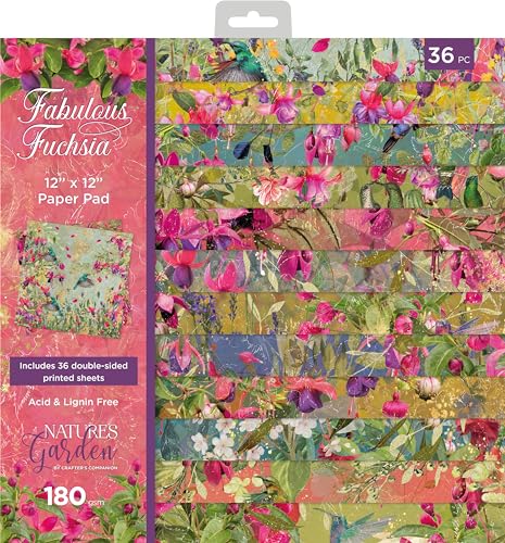 Nature's Garden Fabulous Fuchsia Papierblock, 30,5 x 30,5 cm von Crafter's Companion