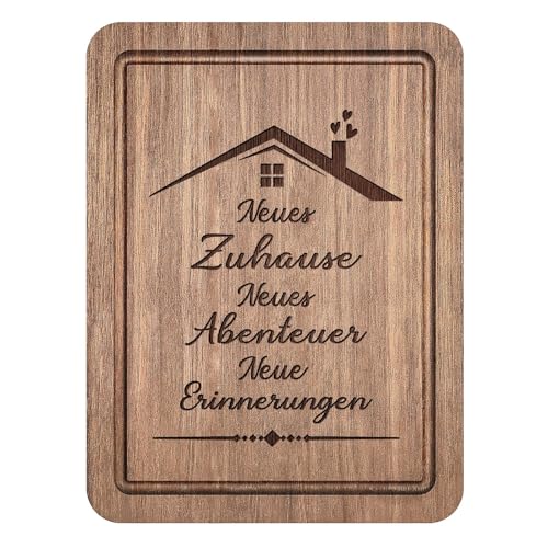 Craftique Geschenk zum Einzug - Walnußholz Schneidebrett - Einzugsgeschenke Haus, Neue Wohnung Geschenke, Einweihungsgeschenk Wohnung, Umzug Geschenk, Richtfest Geschenk, Geschenke für Einzug von Craftique