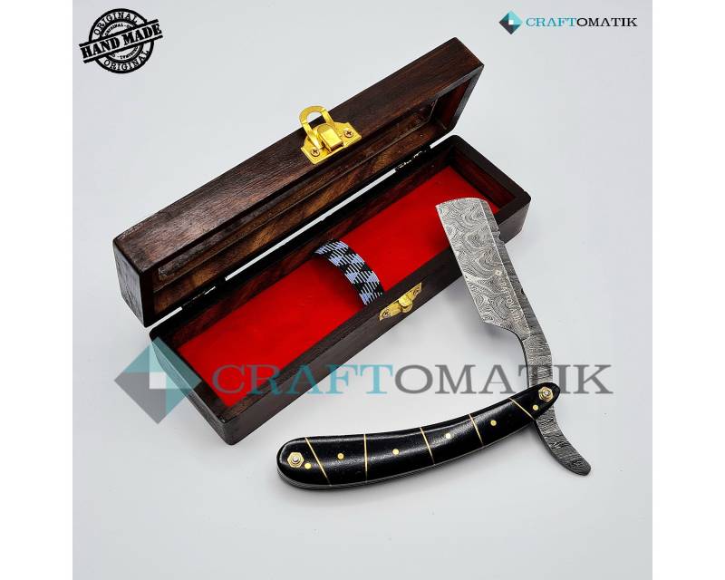 Rasiermesser | Damaszener Stahl Geschenk Set Hochwertig Herren Barber Razor Dbr65 von Craftomatik