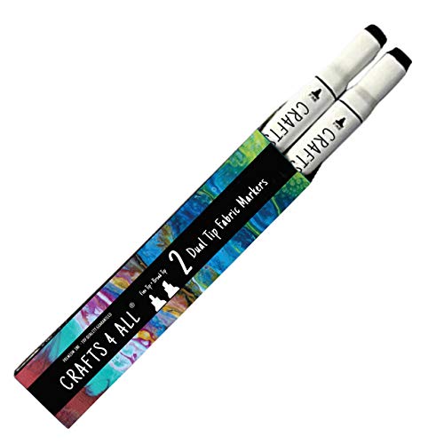 Crafts 4 All Permanentmarker für Stoff/Wäsche, kein Verschmieren, Doppelspitze, schwarz, 2 Stück von Crafts 4 ALL