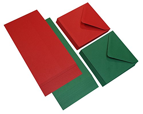 Craft UK 520 Karten und Umschläge, 50 Rot/Grün, 5 x 5 Zoll von Craft UK Limited