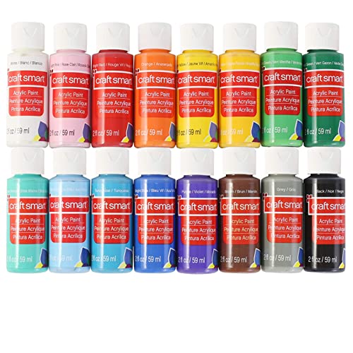 Craft Smart Acrylfarben-Set, Vorteilspack, 16 Farben - Allzwecklackset für Anfänger und Profis von Craft Smart