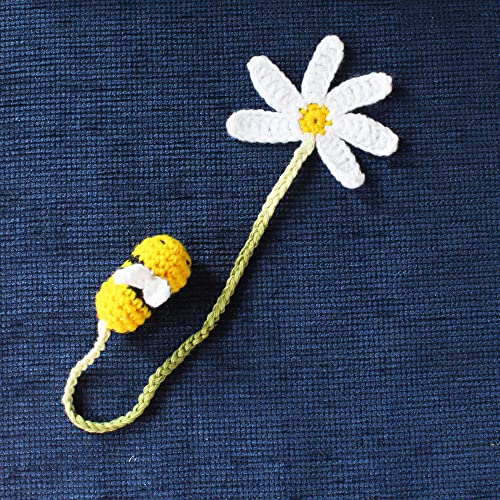 Häkelblumen-Lesezeichen, handgefertigt, Amigurumi, Honigbiene, Lesezeichen, Bücherwurm, Geschenk, Bücher, Zubehör von CraftyArt