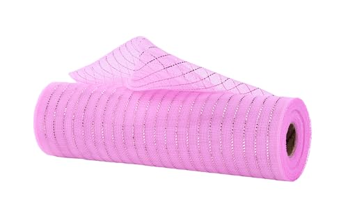 Feingewebtes Metallic-Deko-Mesh für Kränze, Schleifen, Basteln und Dekorationen, 25,4 cm x 9,1 m (rosa, rosa Folie) von Craig Bachman