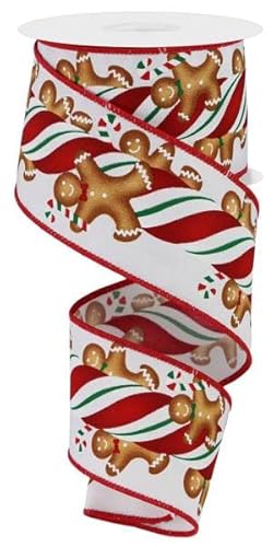 Lebkuchenband mit Drahtrand, für Kinder, 6,3 x 9,1 m, für Weihnachtsbaum, Geschenkverpackung, Schleifenherstellung, Weiß von Craig Bachman