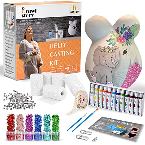 Crawl Story Bauchguss-Set, Schwangerschafts-Baby-Casting-Set, mit 5 Gips-Tuchrollen, Aufhänge-Hardware und dekorativen Gegenständen, perfektes Geschenk für Babypartys und Schwangerschaft, von Crawl Story