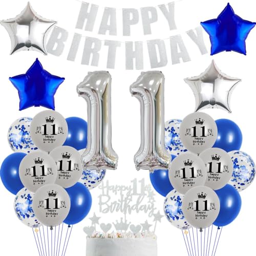 11 Geburtstag Deko Blau Silber 11. Geburtstag Marineblau Silber Jungen Party Deko, Silber Blau Luftballons 11. Geburtstag Blau Silber Geburtstagsdeko 11 Jahre Jungen Marineblau Silber 11. Ballon von Crazy-M