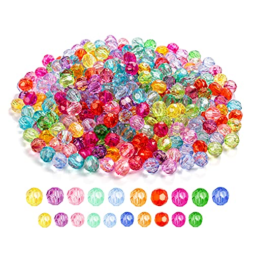 1250 Mix Acryl Perlen zum Auffädeln Bastelnperlen 6mm + 8mm Perlen 200 Gramm Kristall Glas Perlen Facettierte Kügelchen Bunte Glasperlen Schmuckherstellung DIY Halsketten Armband von Crazy-M