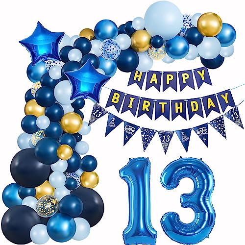 13 Geburtstag Deko Blau Geburtstagsdeko 13 Junge Luftballons Geburtstag Blau Gold Deko 13 Luftballon Girlande Blau 13 Jahr Geburtstagdeko Ballon Girlande Blau Gold Geburtstagsdeko 13. Dunkelblau von Crazy-M