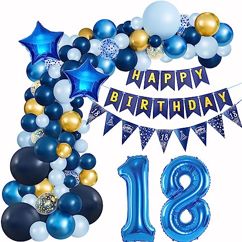 18 Geburtstag Deko Blau Geburtstagsdeko 18 Junge Luftballons Geburtstag Blau Gold Deko 18 Luftballon Girlande Blau 18 Jahr Geburtstagdeko Ballon Girlande Blau Gold Geburtstagsdeko 18. Dunkelblau von Crazy-M